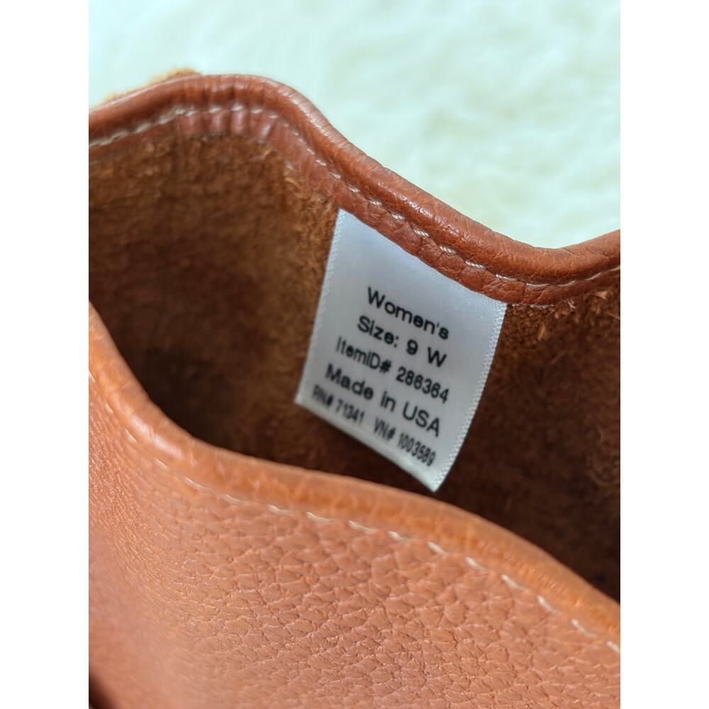 LL BEAN Maine Cognac Leather Lounger Pull-On Ankle Boots, Women’s Size 9 W - Picture 5 of 7